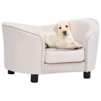 Hondenbank 69x49x40 cm pluche en kunstleer crmekleurig