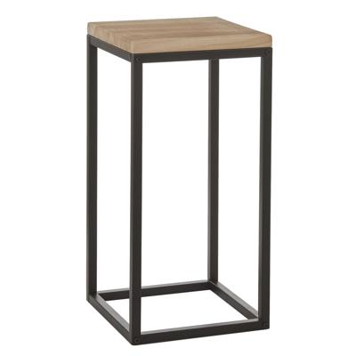 Mica Decorations Bijzettafel Oskar - vierkant - hout/metaal - zwart - 30 x 62 cm