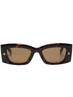 Alexander McQueen Eyewear lunettes de soleil rectangulaires à détails de clous - Marron - thumbnail