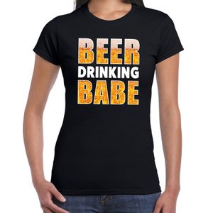 Beer drinking babe fun shirt zwart voor dames drank thema 2XL  -