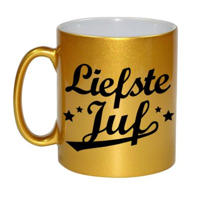Liefste juf bedankt gouden mok / beker 330 ml