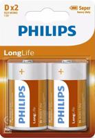 Philips batterij "longlife" battery longlife lr20 mono 2 in blister