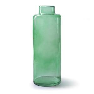 Bloemenvaas Willem - transparant groen glas - D11,5 x H32 cm - fles vorm vaas