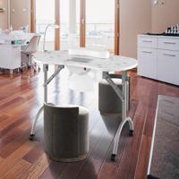 Opvouwbare Manicuretafel met Elektrische Stofafzuiger Flexibele Ledlamp Verwijderbare Polssteun Draagtas 4 Vergrendelbare Wielen Wit - thumbnail