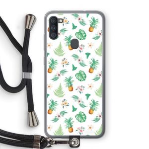 Ananas bladeren: Samsung Galaxy A11 Transparant Hoesje met koord