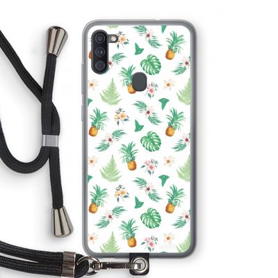 Ananas bladeren: Samsung Galaxy A11 Transparant Hoesje met koord