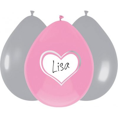 Ballonnen hartje geboorte meisje 12x stuks