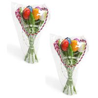 2x Houten tulpen decoratie boeketten 34 cm