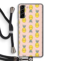 Ananas: Samsung Galaxy S21 Plus Transparant Hoesje met koord