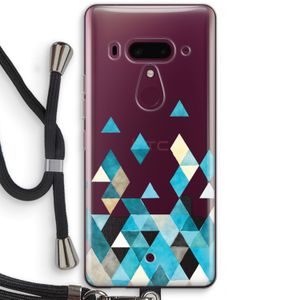 Gekleurde driehoekjes blauw: HTC U12+ Transparant Hoesje met koord
