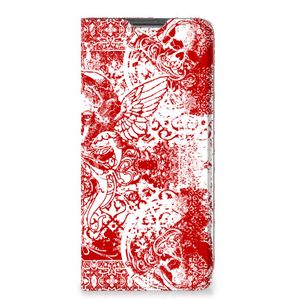 Mobiel BookCase Xiaomi Redmi Note 11 Pro Angel Skull Rood