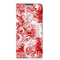 Mobiel BookCase Xiaomi Redmi Note 11 Pro Angel Skull Rood - thumbnail