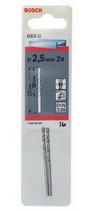 Bosch Accessories 2608585909 HSS Metaal-spiraalboor 2.5 mm Gezamenlijke lengte 57 mm Geslepen DIN 338 Cilinderschacht 2 stuk(s)