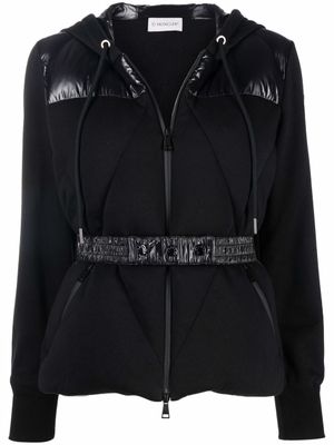 Moncler hoodie ceinturé à fermeture zippée - Noir