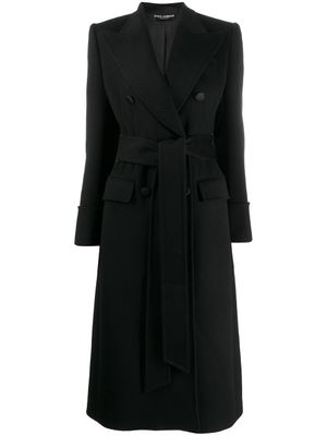 Dolce & Gabbana manteau long à taille ceinturée - Noir