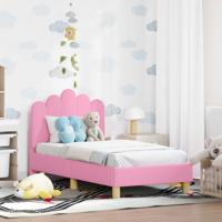 Peuterbedframe met hoofdbord Roze 70 x 140 cm Stof