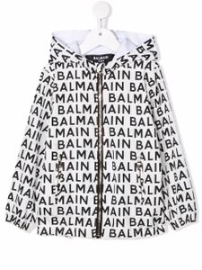 Balmain Kids veste zippée à logo imprimé - Blanc