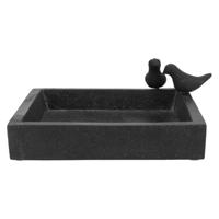 Vogelbad/voederschaal vierkant - zwart - graniet - 32 x 32 cm - drinkschaal voor tuinvogels