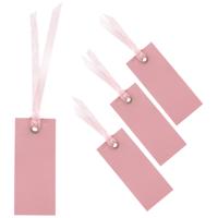 Santex Cadeaulabels met lintje - set 120x stuks - roze - 3 x 7 cm - naam tags