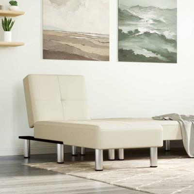 Chaise longue kunstleer crmekleurig