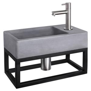 Differnz Force fonteinset beton donkergrijs - kraan recht - met handdoekrek - 40 x 22 x 9 cm - mat chroom