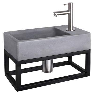 Differnz Force fonteinset beton donkergrijs - kraan recht - met handdoekrek - 40 x 22 x 9 cm - mat chroom