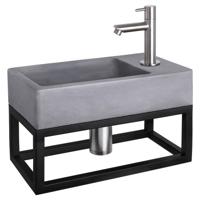 Differnz Force fonteinset beton donkergrijs - kraan recht - met handdoekrek - 40 x 22 x 9 cm - mat chroom
