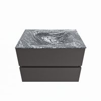 MONDIAZ VICA-DLUX 70cm badmeubel onderkast Dark grey 2 lades. Inbouw wastafel CLOUD midden 1 kraangat, kleur Lava.