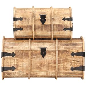 The Living Store Opbergkisten - Hout - Set van 2 - 50x26x29 cm en 70x34x36 cm - Massief mangohout