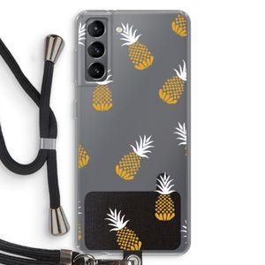 Ananasjes: Samsung Galaxy S21 Transparant Hoesje met koord