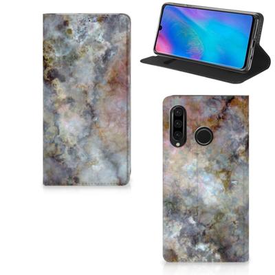 Huawei P30 Lite New Edition | Standcase | Marmer Grijs