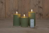B.O. 3Pcs 3D Wick Jade Green Ribbel Candle 7,5X1012,515 cm - Annas collection