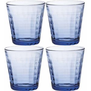 4x Drinkglazen/waterglazen blauw Prisme 220 ml - Drinkglazen