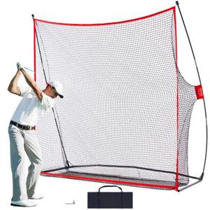 VEVOR Golfoefennet, gigantisch 7x7ft golfnet, persoonlijke Driving Range voor gebruik binnen of buiten, draagbaar golfhulpnet voor thuis met stevig glasvezelframe en draagtassen