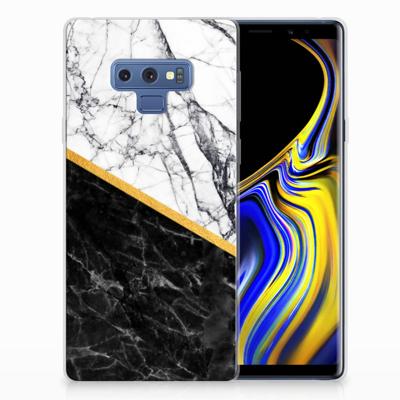 Samsung Galaxy Note 9 | TPU | Siliconen hoesje | Marmer Wit Zwart - Origineel Cadeau Man