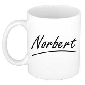 Norbert voornaam kado beker / mok sierlijke letters - gepersonaliseerde mok met naam - Naam mokken