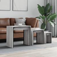 3-delige Tafeltjesset bewerkt hout grijs sonoma - thumbnail