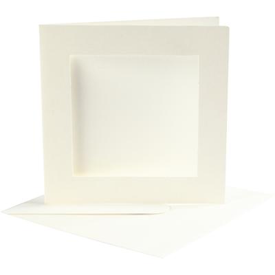 Creativ Company Passepartout kaarten, afmeting kaart 12,5x12,5 cm, afmeting envelop 13,5x13,5 cm, off-white, 10 set/ 1 doos