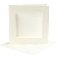Creativ Company Passepartout kaarten, afmeting kaart 12,5x12,5 cm, afmeting envelop 13,5x13,5 cm, off-white, 10 set/ 1 doos