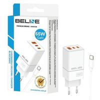 Beline BLN3CW65C GaN 65W Wandoplader met USB-C kabel - 2xUSB-C, USB-A - Wit - thumbnail