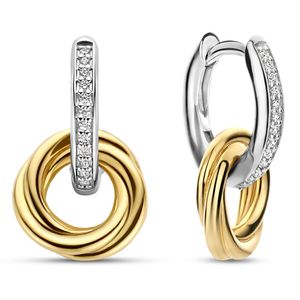 TI SENTO-Milano 7857ZY Oorhangers zilver-zirconia goud-en zilverkleurig 16 mm