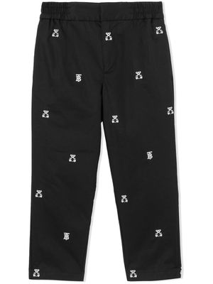 Burberry Kids pantalon droit à broderies Thomas Bear - Noir