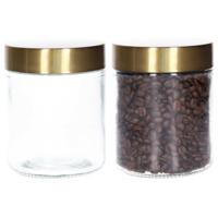 Voorraadpot - 2x - 600 ml - glas - draaideksel - goud - 10 x 12 cm - weckpot