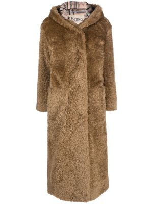 Herno manteau en fourrure artificielle à capuche - Marron