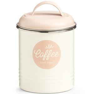 Zeller Koffie bewaarblik - Metaal - Wit/Roze - Coffee Sweet Home - 2 liter - 11 x 16 cm