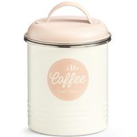 Zeller Koffie bewaarblik - Metaal - Wit/Roze - Coffee Sweet Home - 2 liter - 11 x 16 cm