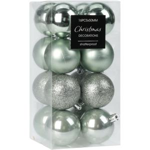 Kleine kerstballen - 24x - kunststof - mintgroen - 3 cm