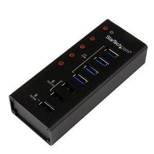 StarTech.com 4-poorts gevoede USB 3.0 hub met 3 speciale USB-laadpoorten (2 x 1 A & 1 x 2 A) op de wand monteerbare metalen behuizing