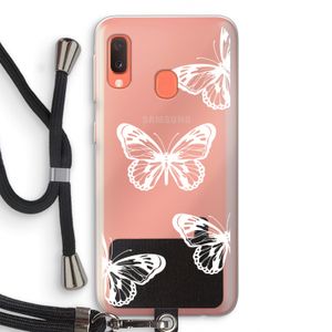 White butterfly: Samsung Galaxy A20e Transparant Hoesje met koord