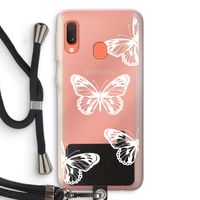 White butterfly: Samsung Galaxy A20e Transparant Hoesje met koord